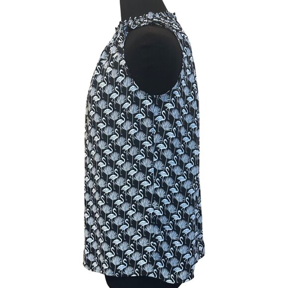 Women's LOFT Flamingo Print Sleeveless Stretch Blouse 100% Polyester Size XS - Picture 3 of 10